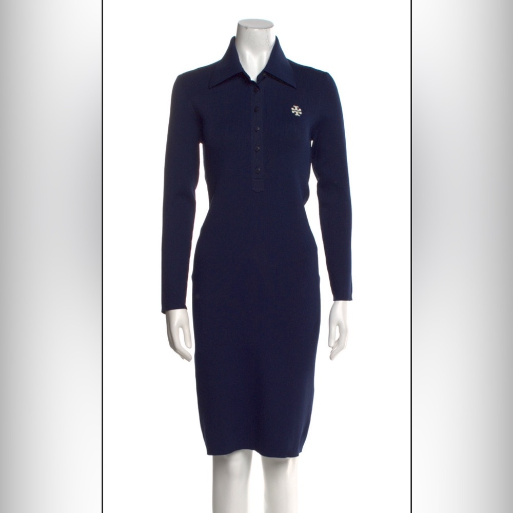 Tory Burch Midnight Blue Long Sleeve Dress